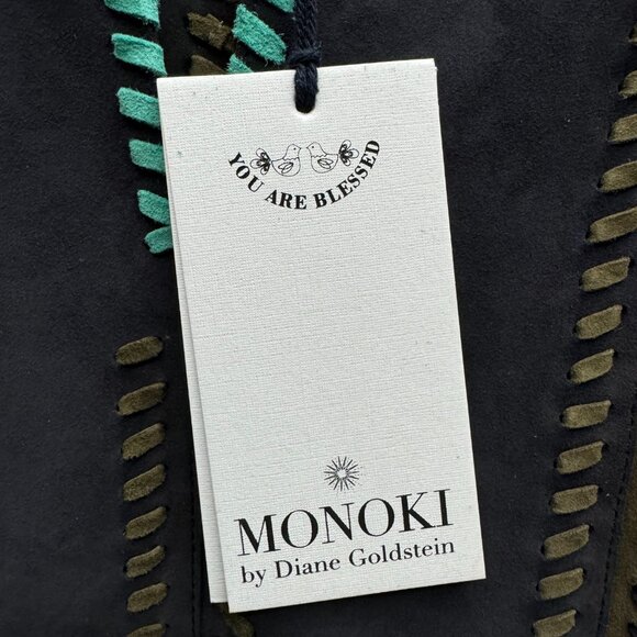 Monoki "Joplin Navy" Top Goat Suede leather one size fits all NWT - Picture 5 of 10